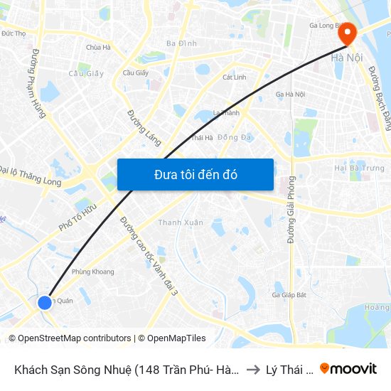 Khách Sạn Sông Nhuệ (148 Trần Phú- Hà Đông) to Lý Thái Tổ map