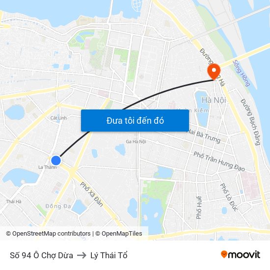 Số 94 Ô Chợ Dừa to Lý Thái Tổ map