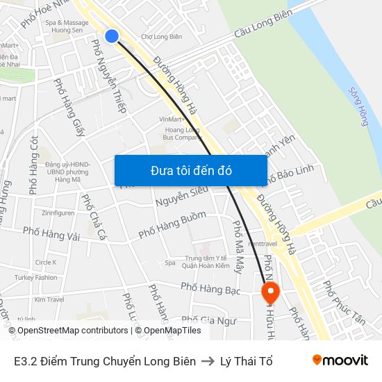 E3.2 Điểm Trung Chuyển Long Biên to Lý Thái Tổ map