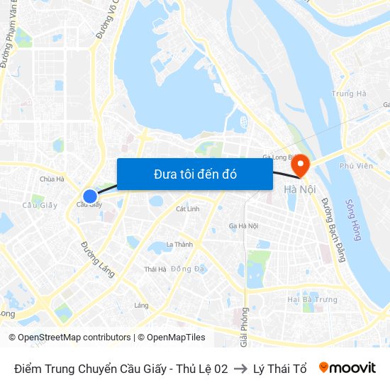 Điểm Trung Chuyển Cầu Giấy - Thủ Lệ 02 to Lý Thái Tổ map