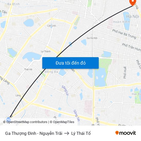 Ga Thượng Đình - Nguyễn Trãi to Lý Thái Tổ map