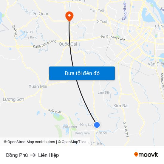 Đồng Phú to Liên Hiệp map