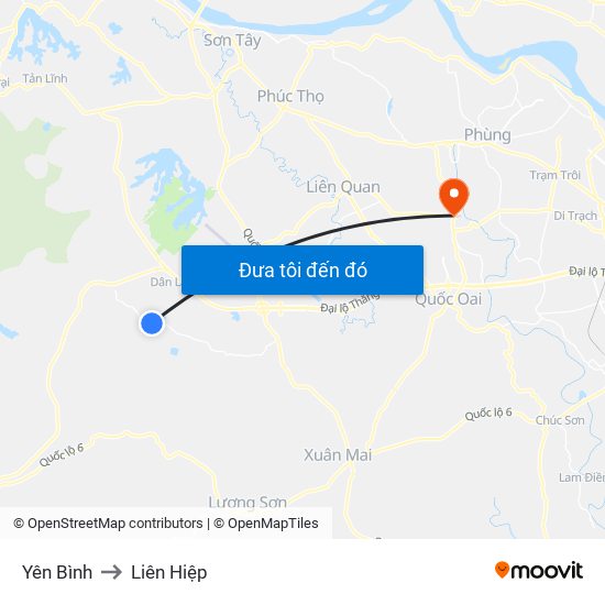 Yên Bình to Liên Hiệp map