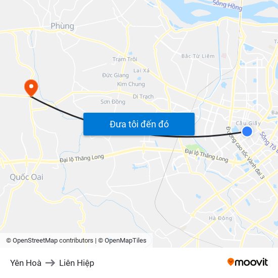 Yên Hoà to Liên Hiệp map