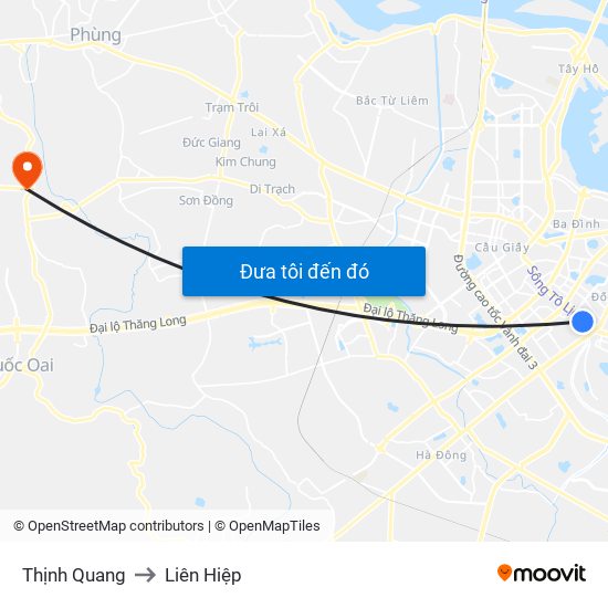 Thịnh Quang to Liên Hiệp map