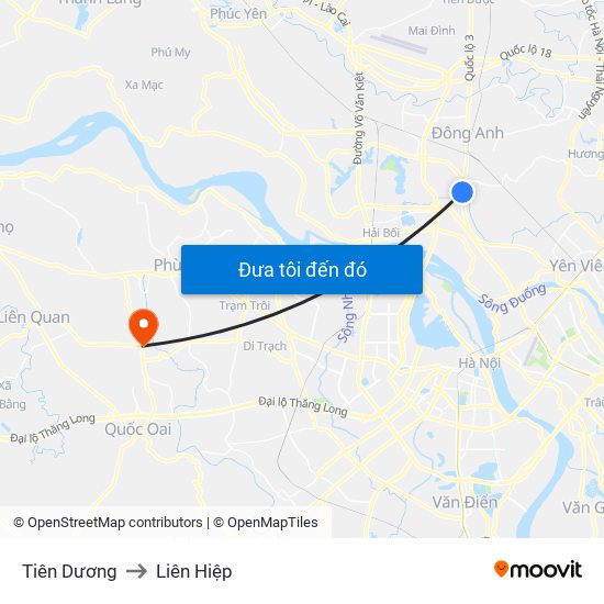 Tiên Dương to Liên Hiệp map