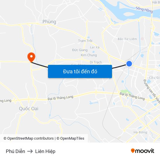 Phú Diễn to Liên Hiệp map