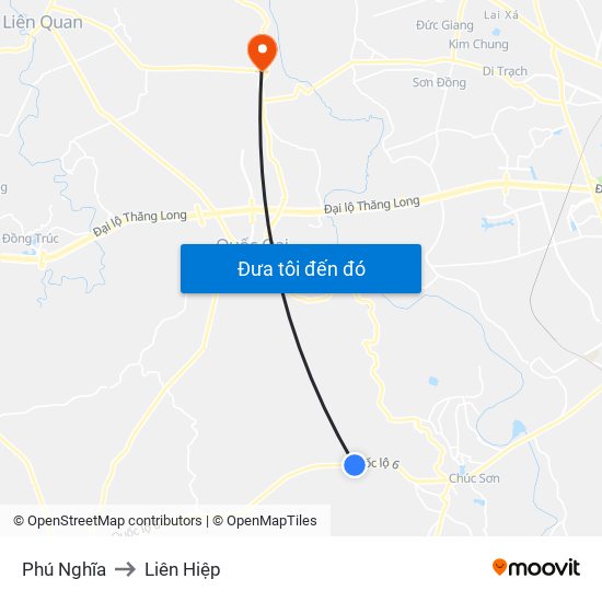 Phú Nghĩa to Liên Hiệp map