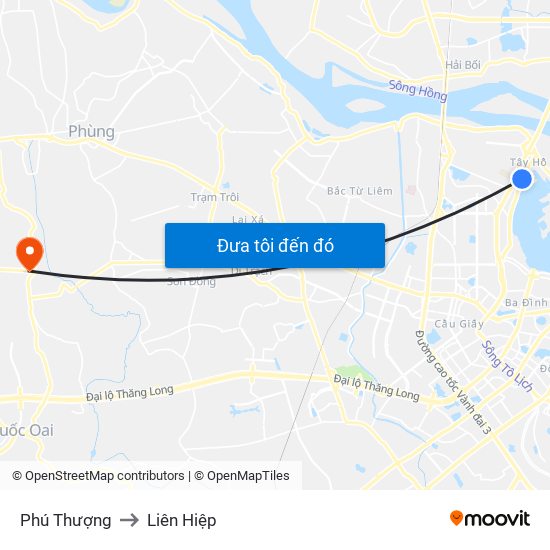 Phú Thượng to Liên Hiệp map