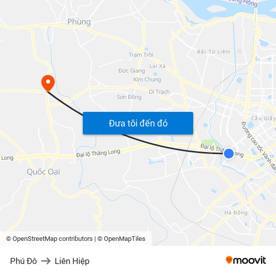 Phú Đô to Liên Hiệp map