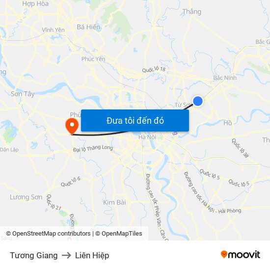 Tương Giang to Liên Hiệp map