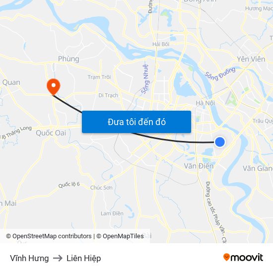 Vĩnh Hưng to Liên Hiệp map