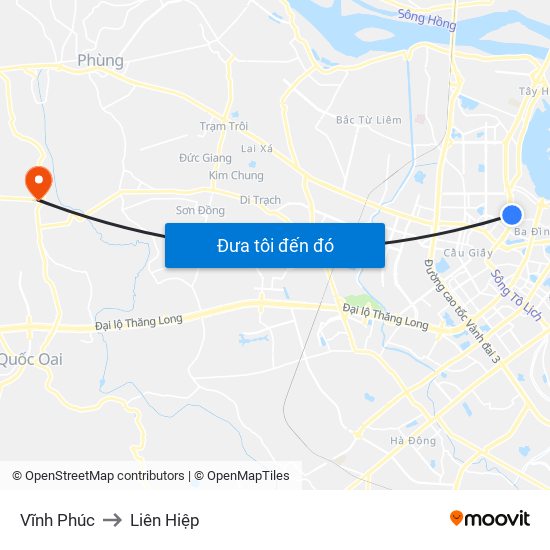 Vĩnh Phúc to Liên Hiệp map