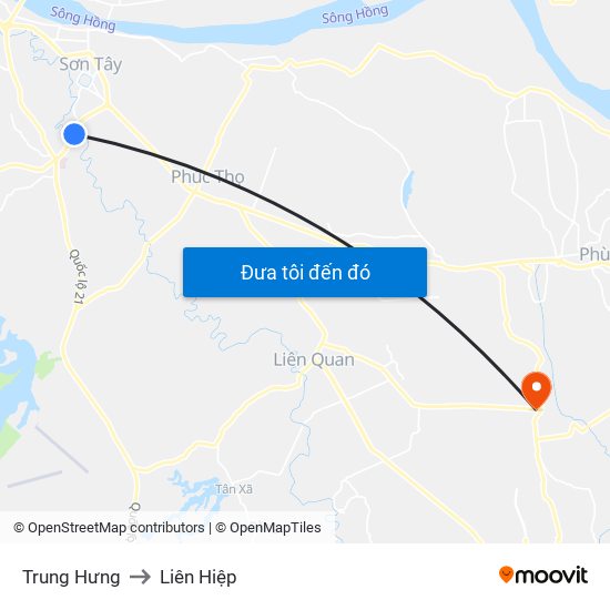 Trung Hưng to Liên Hiệp map