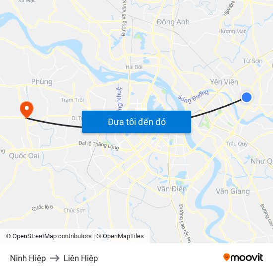 Ninh Hiệp to Liên Hiệp map