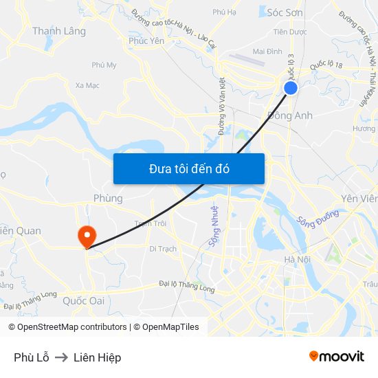 Phù Lỗ to Liên Hiệp map