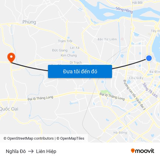 Nghĩa Đô to Liên Hiệp map