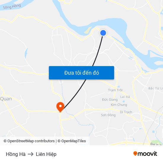 Hồng Hà to Liên Hiệp map