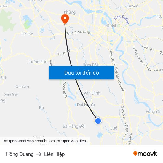 Hồng Quang to Liên Hiệp map