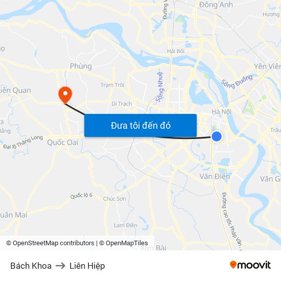 Bách Khoa to Liên Hiệp map