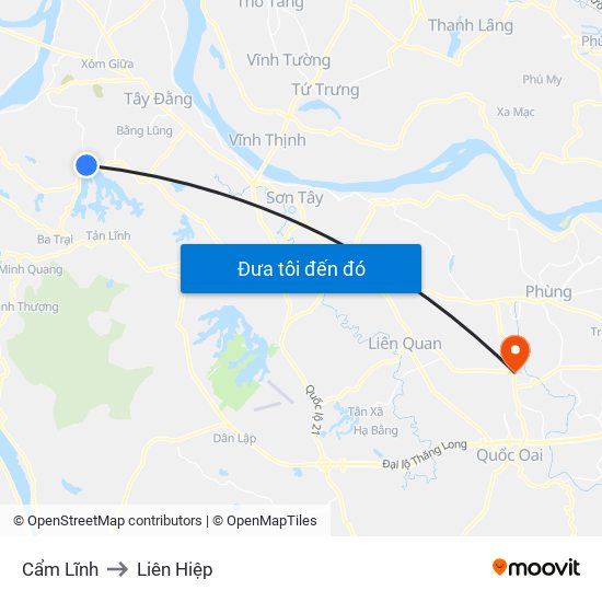 Cẩm Lĩnh to Liên Hiệp map