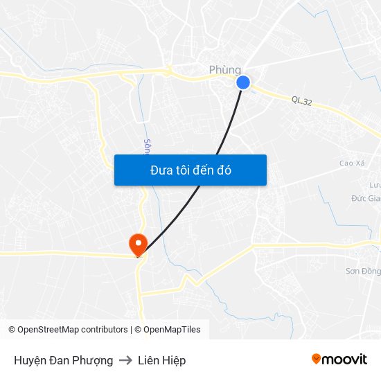 Huyện Đan Phượng to Liên Hiệp map