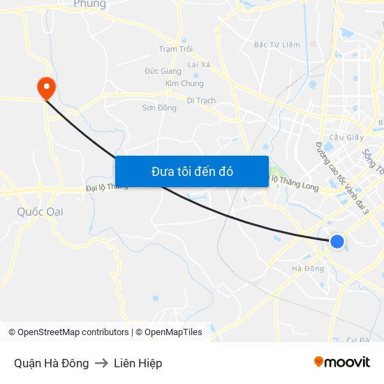 Quận Hà Đông to Liên Hiệp map