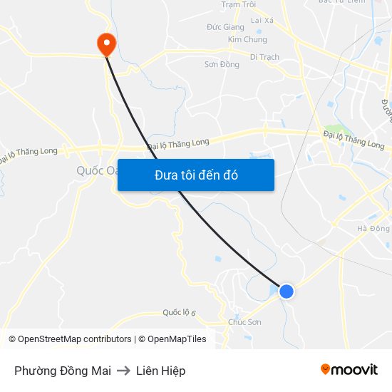 Phường Đồng Mai to Liên Hiệp map