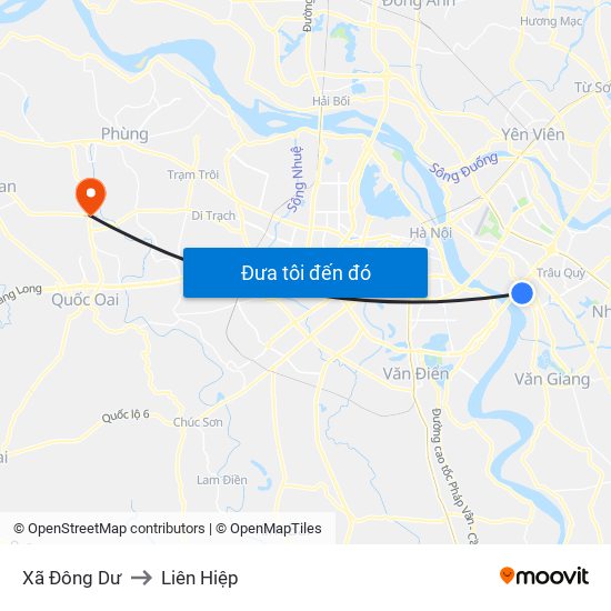 Xã Đông Dư to Liên Hiệp map