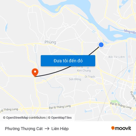 Phường Thượng Cát to Liên Hiệp map