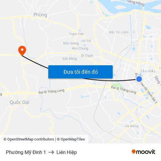 Phường Mỹ Đình 1 to Liên Hiệp map