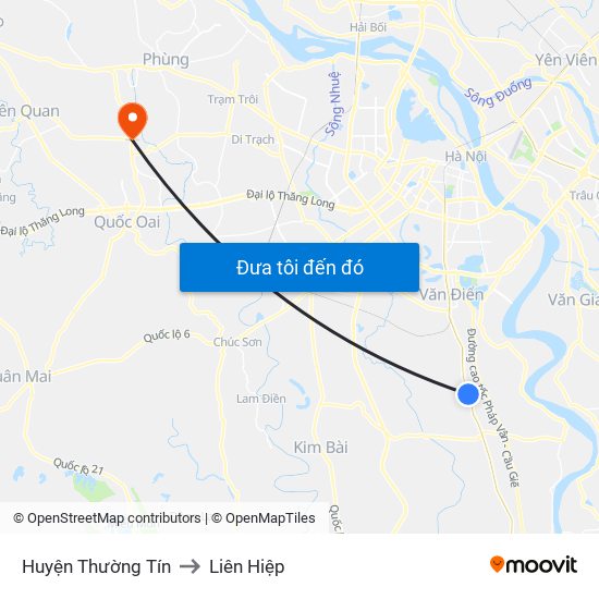 Huyện Thường Tín to Liên Hiệp map