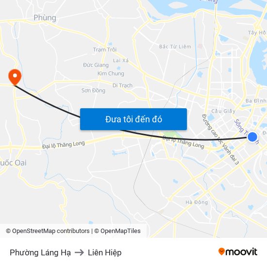 Phường Láng Hạ to Liên Hiệp map