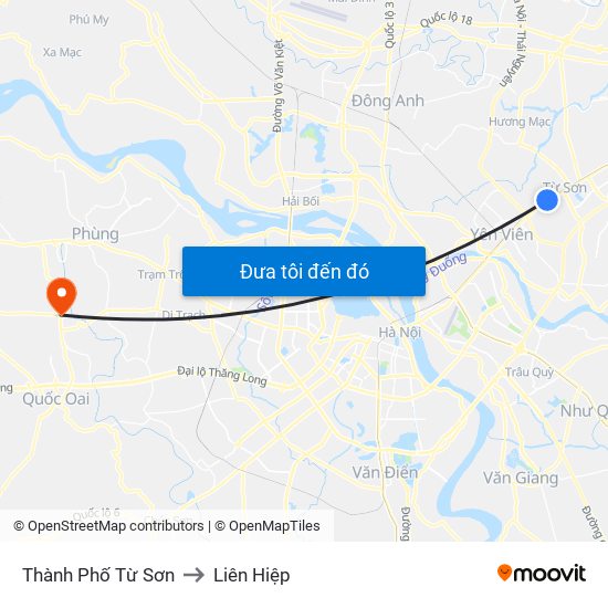 Thành Phố Từ Sơn to Liên Hiệp map