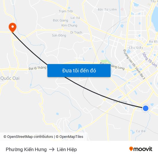 Phường Kiến Hưng to Liên Hiệp map