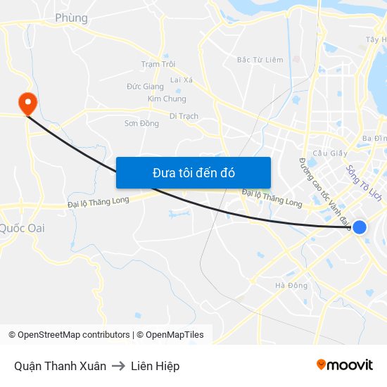 Quận Thanh Xuân to Liên Hiệp map