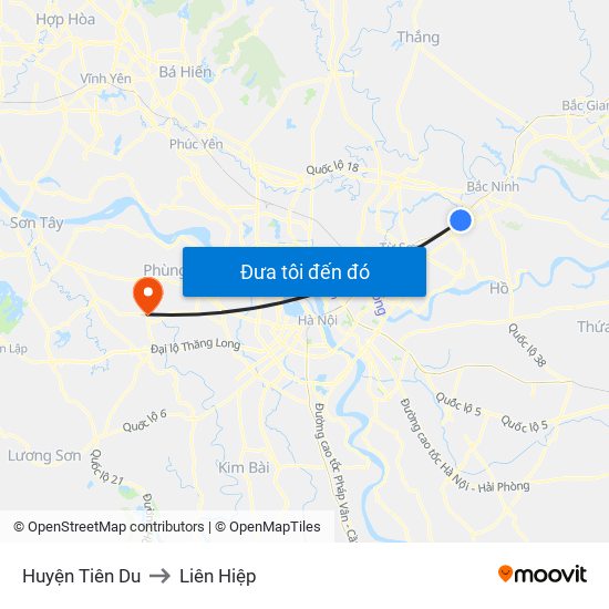 Huyện Tiên Du to Liên Hiệp map