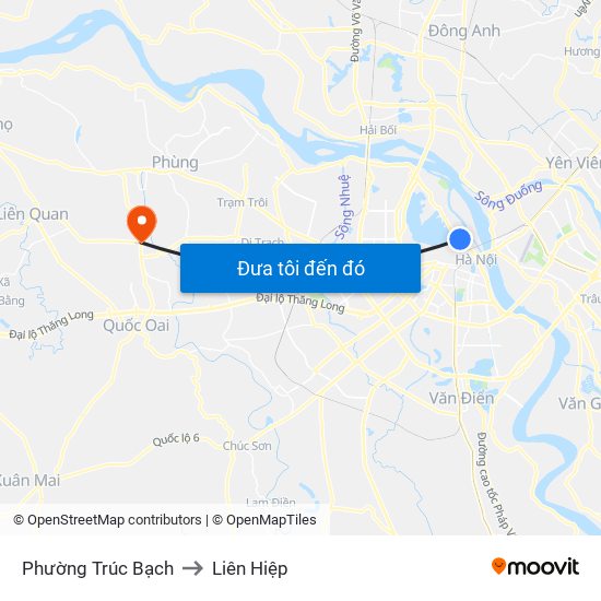 Phường Trúc Bạch to Liên Hiệp map