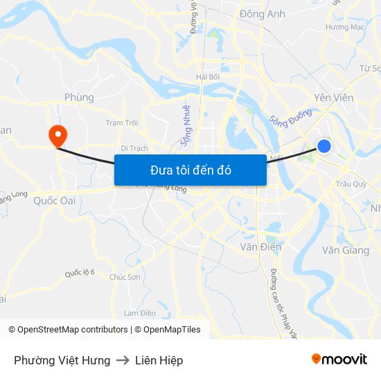 Phường Việt Hưng to Liên Hiệp map