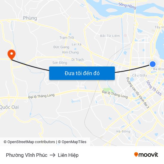 Phường Vĩnh Phúc to Liên Hiệp map