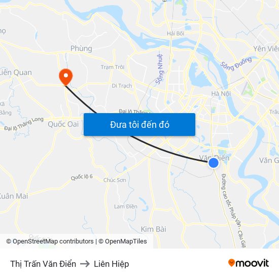 Thị Trấn Văn Điển to Liên Hiệp map