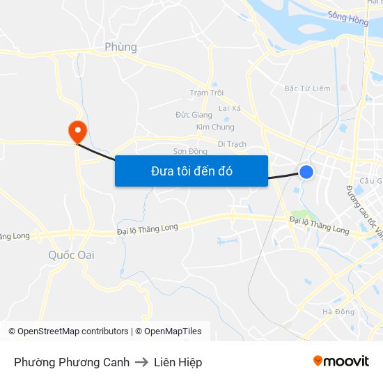 Phường Phương Canh to Liên Hiệp map