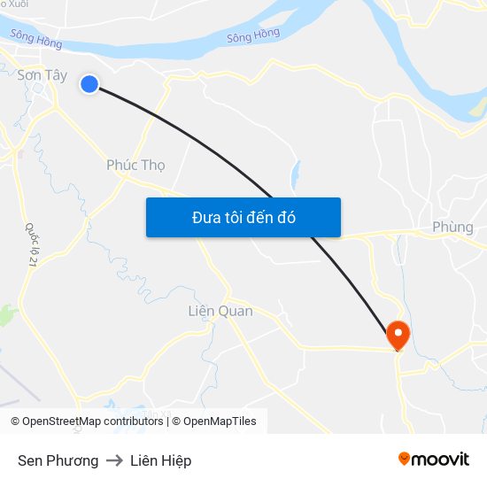 Sen Phương to Liên Hiệp map