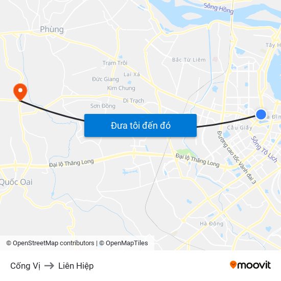 Cống Vị to Liên Hiệp map