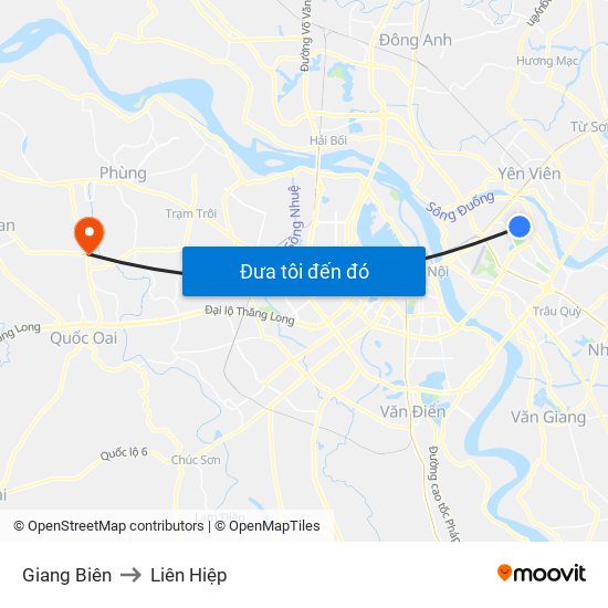 Giang Biên to Liên Hiệp map