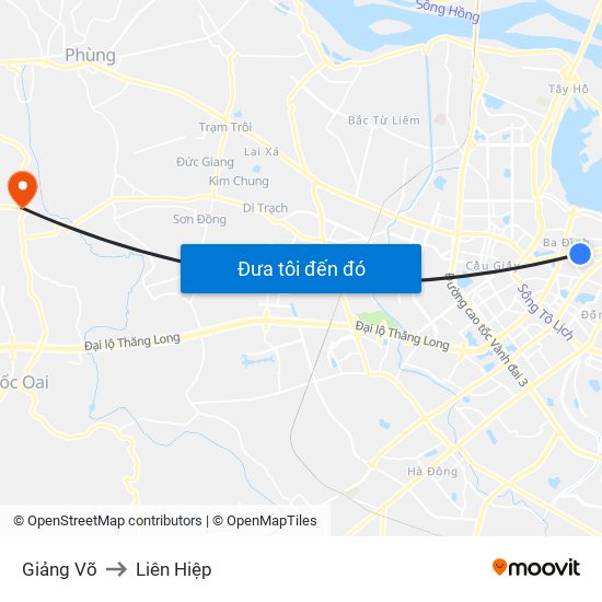 Giảng Võ to Liên Hiệp map