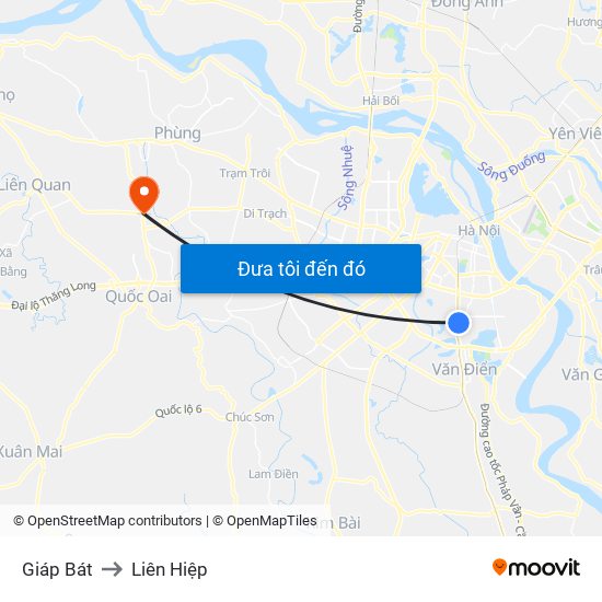 Giáp Bát to Liên Hiệp map