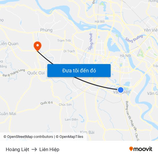 Hoàng Liệt to Liên Hiệp map