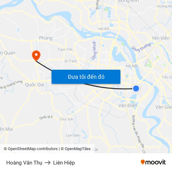 Hoàng Văn Thụ to Liên Hiệp map
