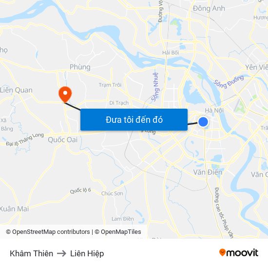 Khâm Thiên to Liên Hiệp map